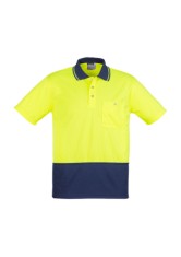Biz Men's Hi Vis S/S Polo SP ( 25 Unit minimum)-Yellow/Navy 